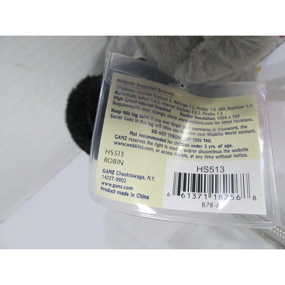 GANZ Lil'Kinz Robin Grey Orange Bird with Sealed Code 6" Stuffed Animal Toy - Picture 6 of 7